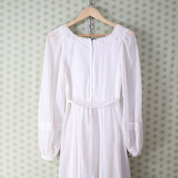 ❌SOLD❌vintage 70s gunne sax white maxi dress sheer - Picture 10 of 11